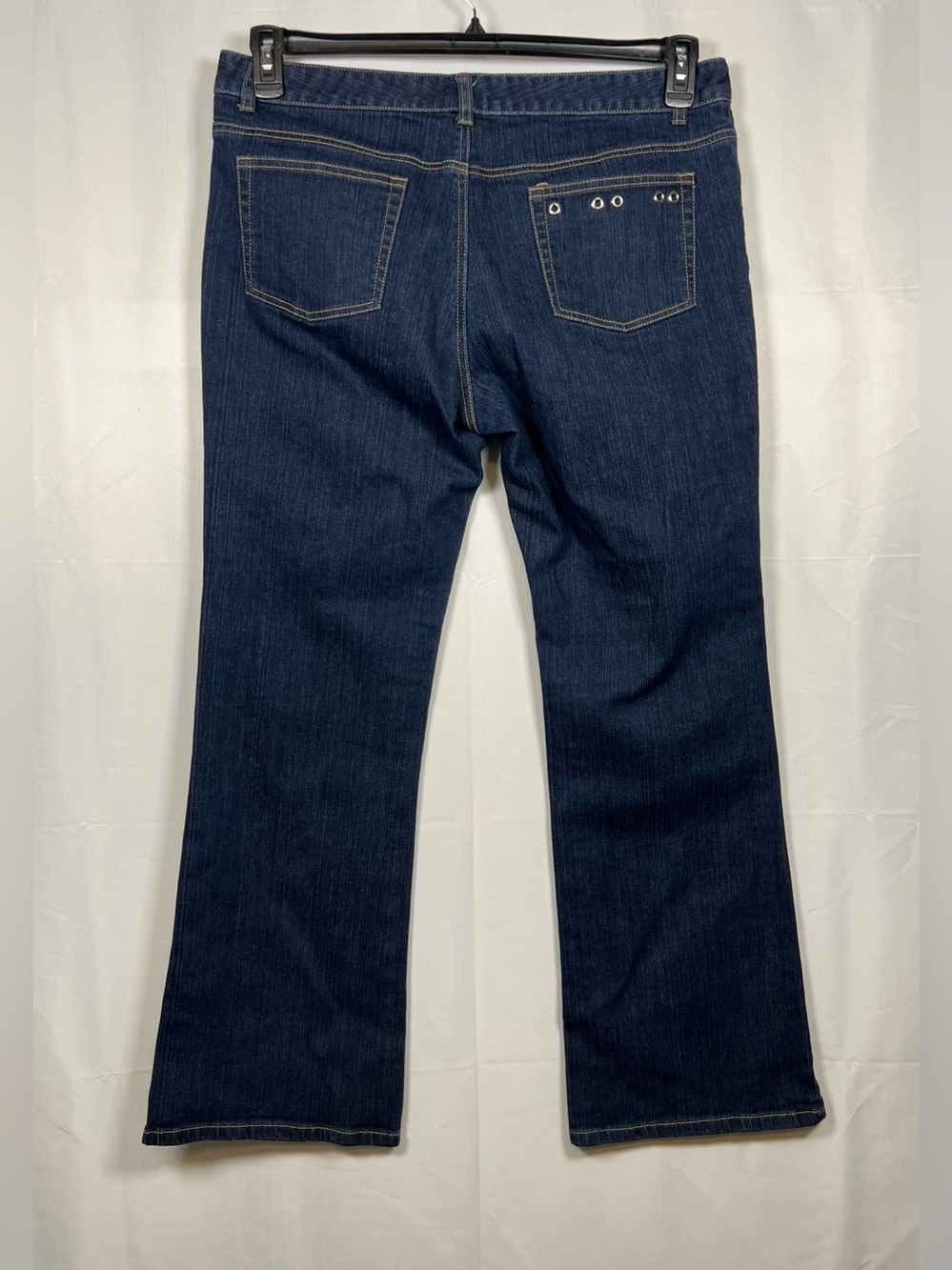 Michael Kors Women’s Bootcut Jeans Size 14 Dark Blue Grommet Back Pocket - Picture 3 of 10